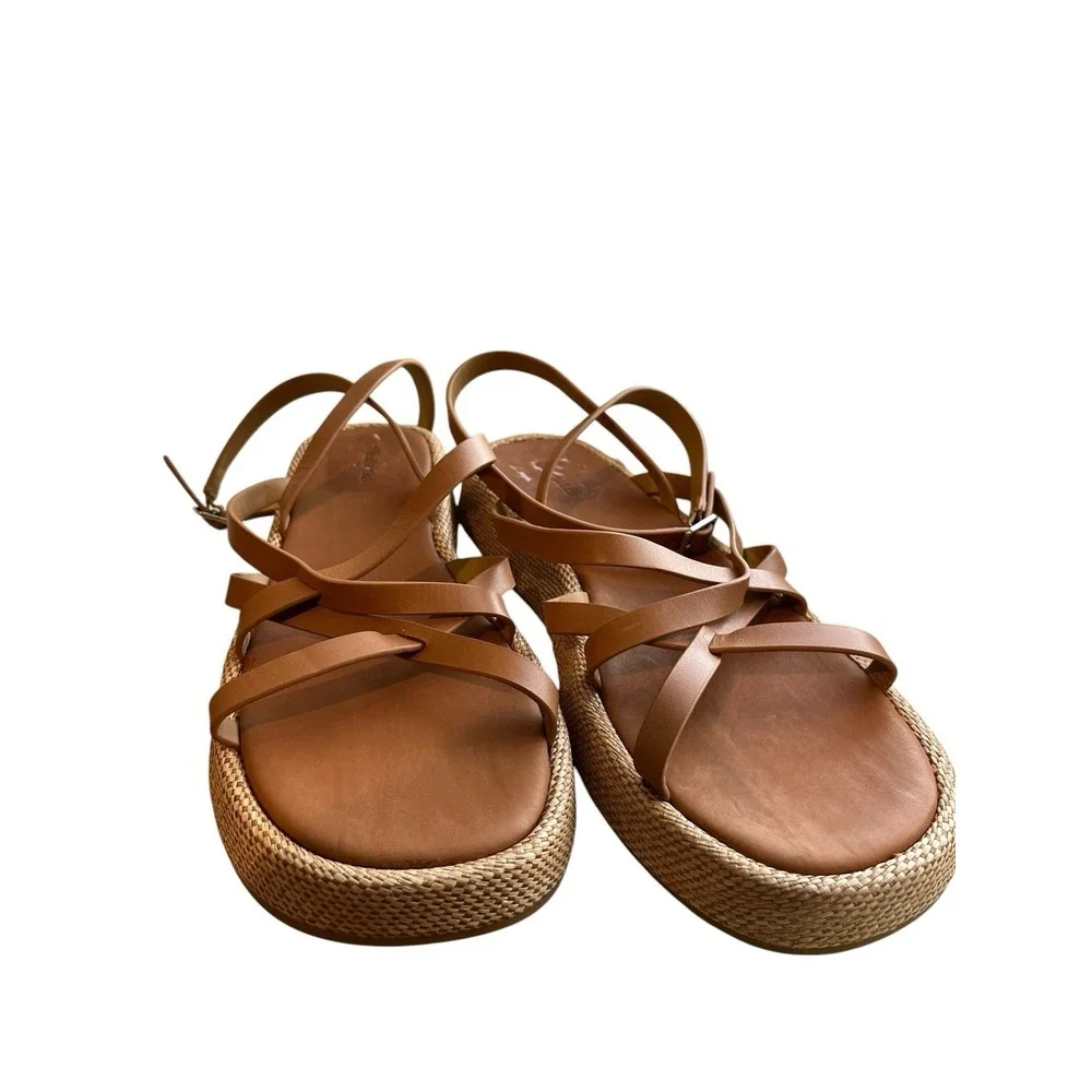 MADEWELL The Sabina‎ Raffia Flatform Sandal in Brown, Size 10